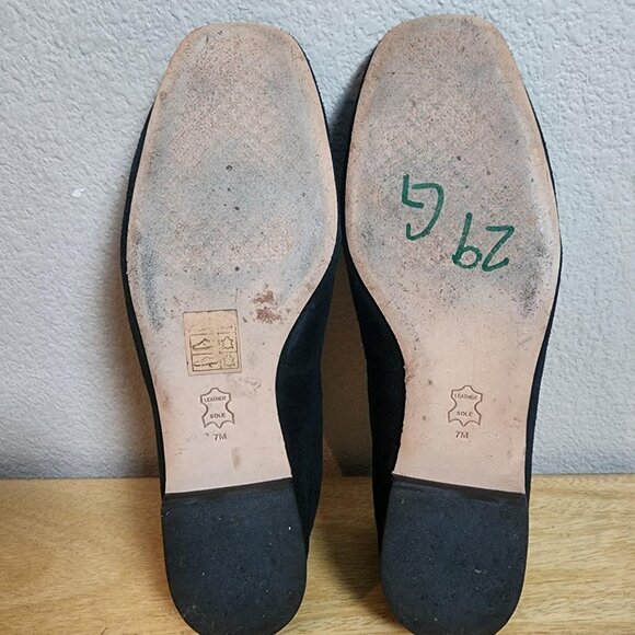 Tory Burch Shoes Womens Size 7 Black Suede Logo Loafer Flats Leather - Picture 12 of 13